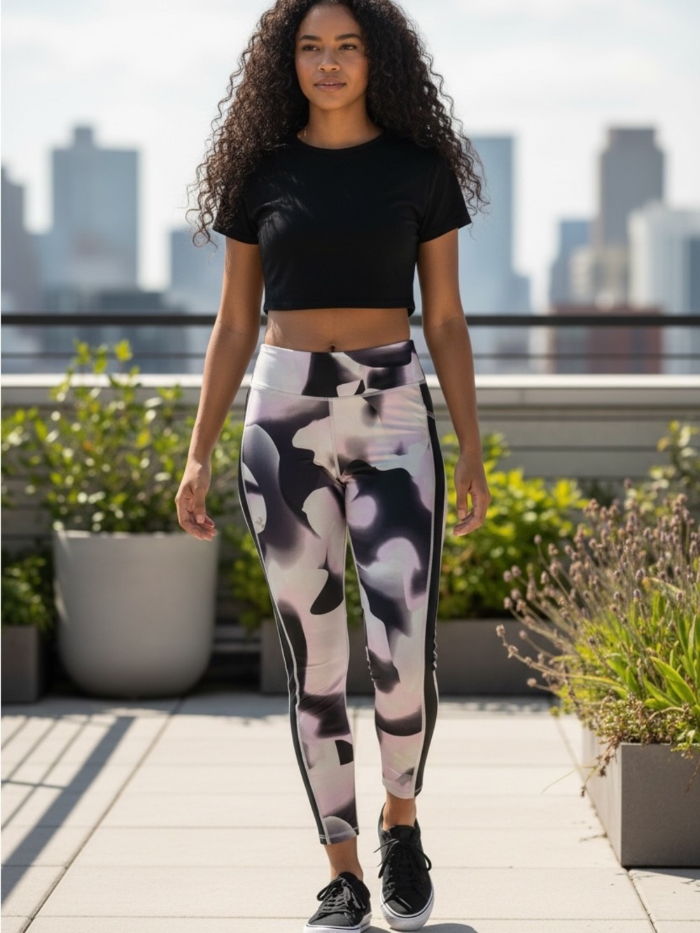 Under Armour Compression Leggings Women Medium Abstract Print Athletic